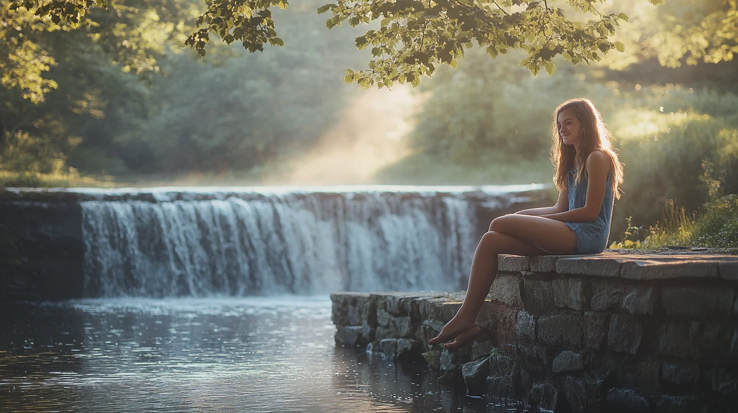 Hanover High School senior portrait session along the Indian Head River at Luddam's Ford Park in Hanover, Massachusetts