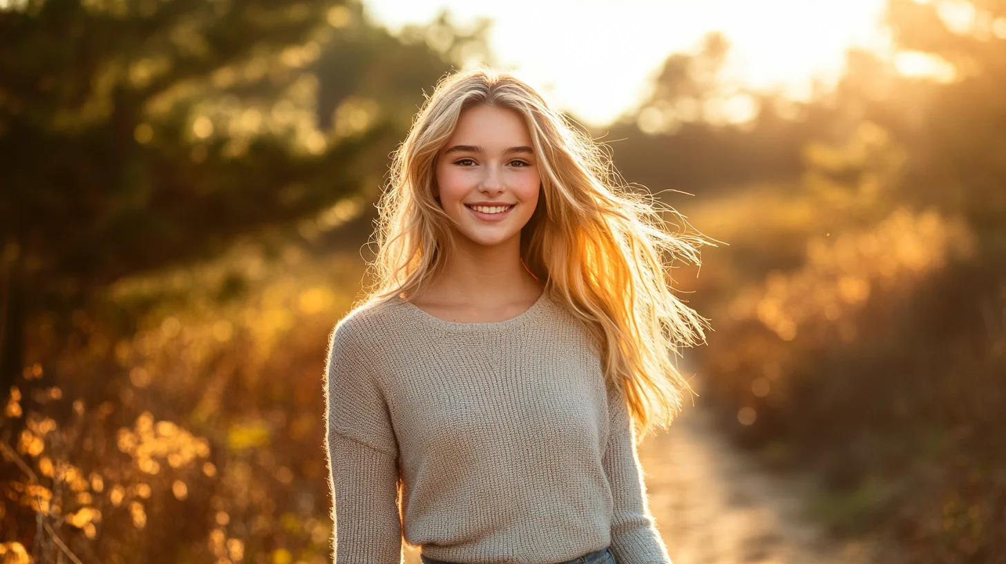 Senior portrait session on the South Shore of Massachusetts, natural light outdoors at golden hour