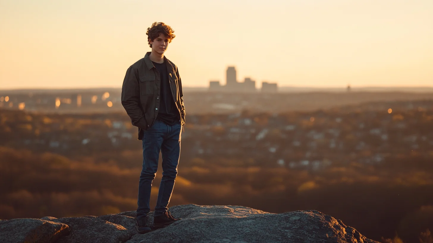 Milton High School senior portrait session on Great Blue Hill overlooking the Boston skyline in Milton, Massachusetts
