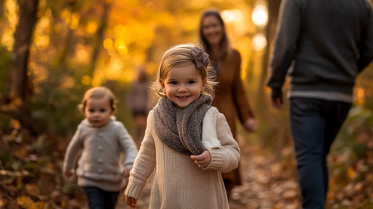 Family portrait mini session at a South Shore Massachusetts outdoor location, natural light and autumn setting