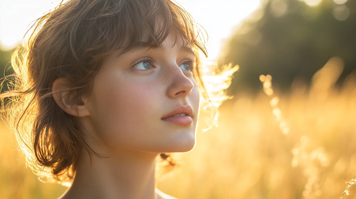 Portrait subject lit by side light during golden hour on the South Shore of Massachusetts