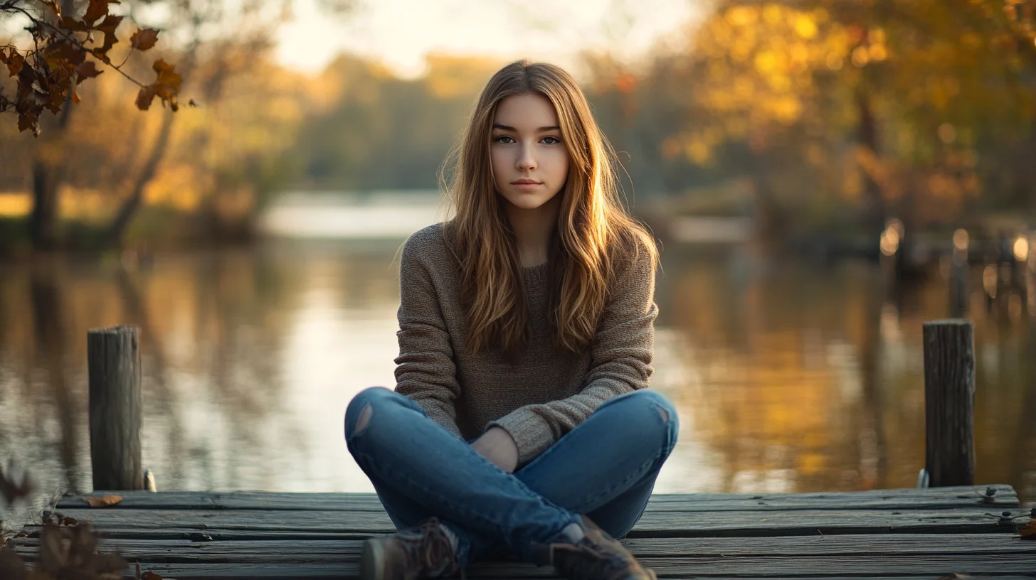 Norwell High School senior standing along the North River at golden hour, amber marsh grass glowing behind them in warm fall light