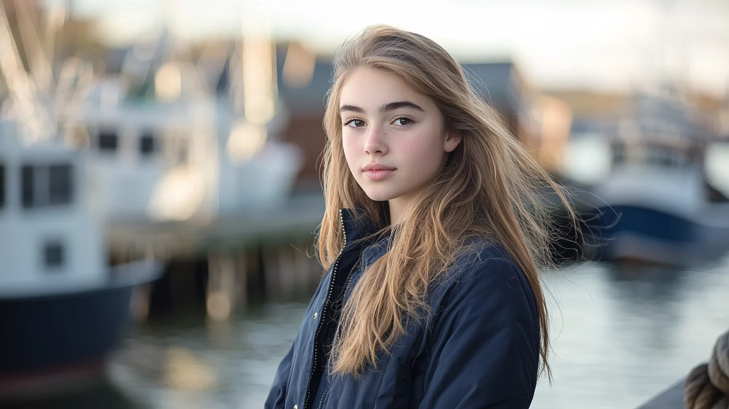Plymouth North High School senior portrait session at Nelson Memorial Park with Plymouth Harbor and the waterfront in the background at golden hour