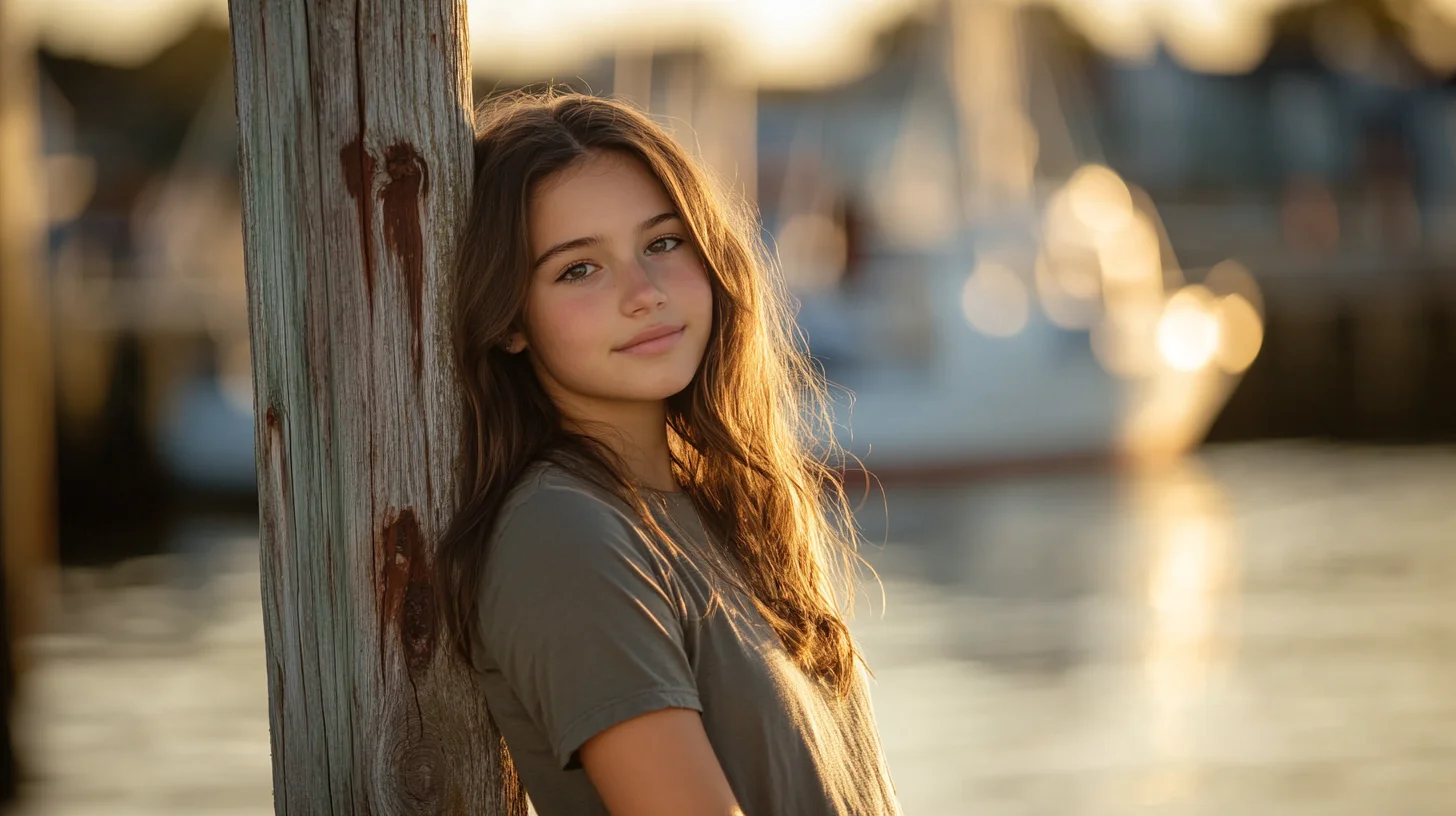 Plymouth South High School senior portrait session at the Plymouth waterfront with Mayflower II and harbor views in the background