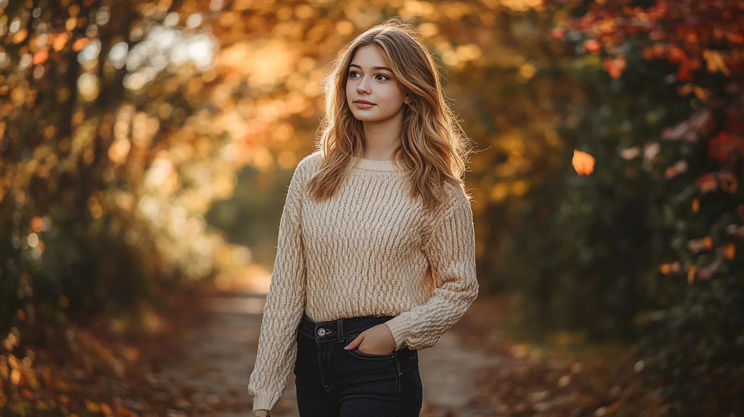 Senior portrait at golden hour on the South Shore of Massachusetts, warm light at a coastal location with natural scenery in the background