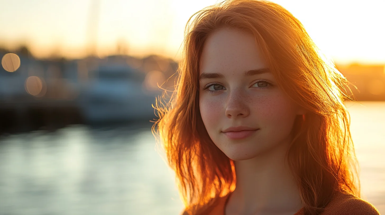 Portrait of a subject in warm golden hour light on the South Shore of Massachusetts