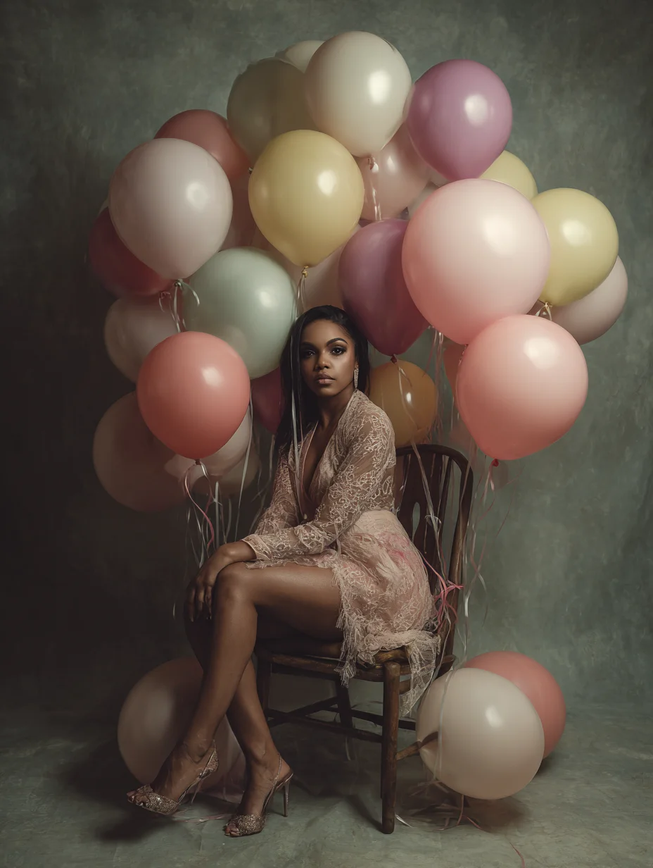 Glamour-style birthday portrait session in studio