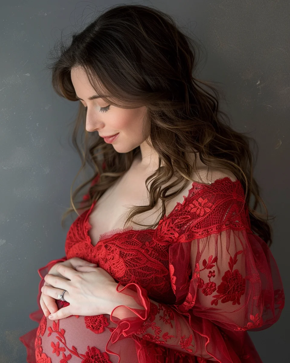 Elegant maternity portrait with warm tones, South Shore Photography