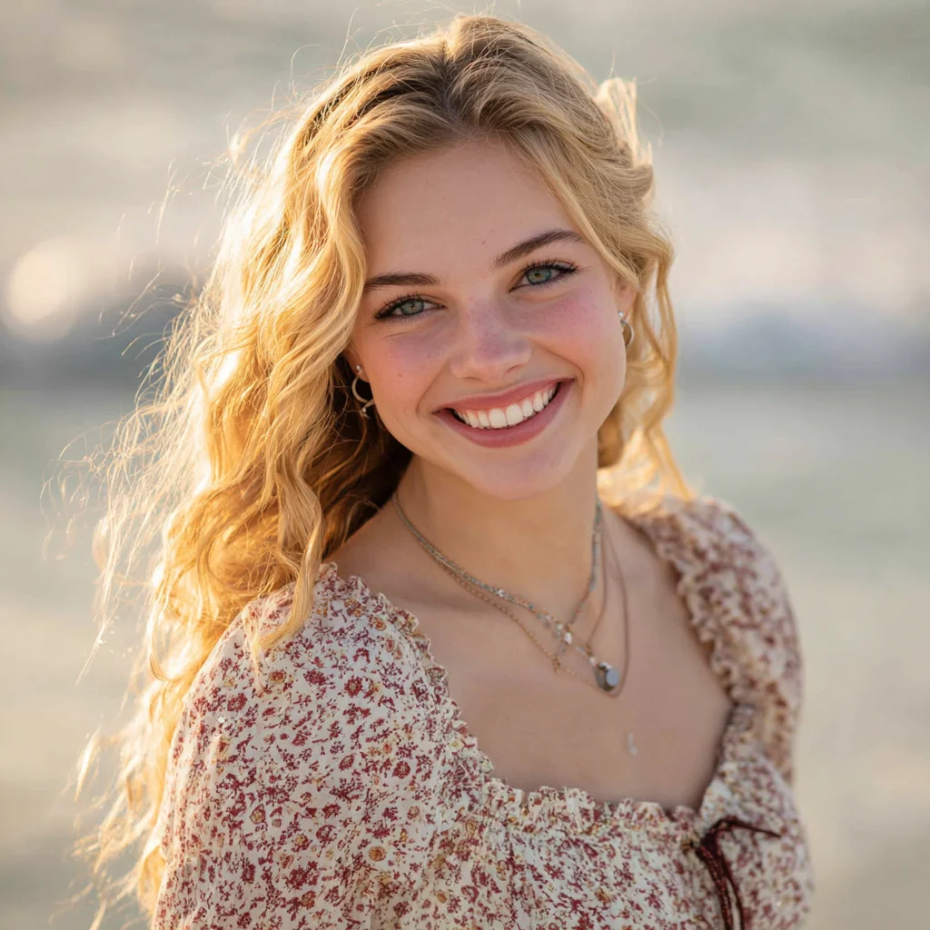 Lifestyle-style senior portrait outdoors on the South Shore