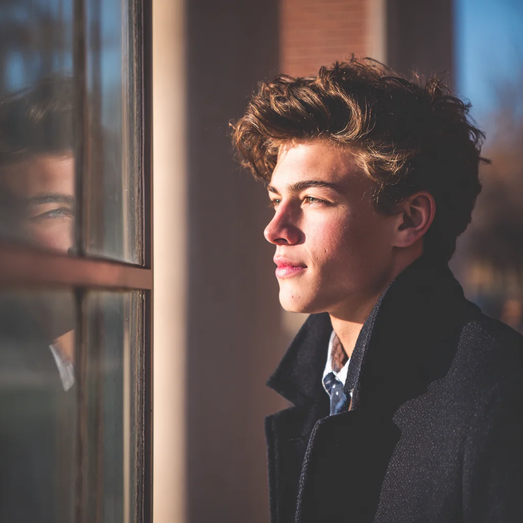 Outdoor senior portrait in warm golden hour light